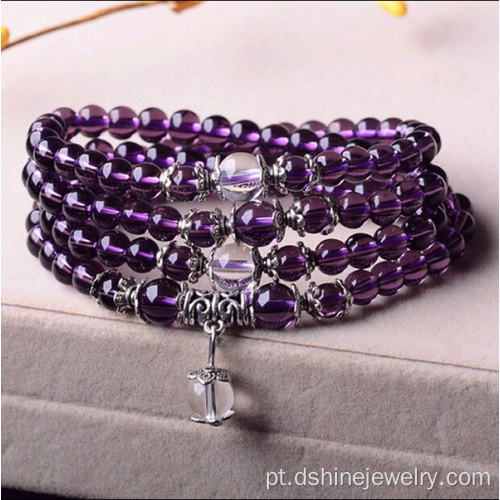 Pulseiras de cristal de bracelete de cristal ametista multilayers on-line